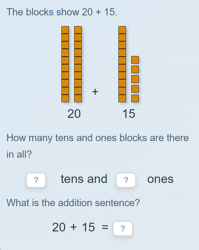 Use models to add two-digit numbers - without regrouping